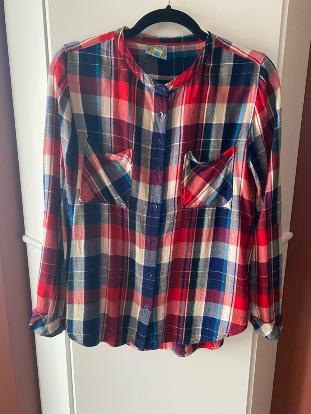 C&C California Red, Navy & Cream Plaid Shirt